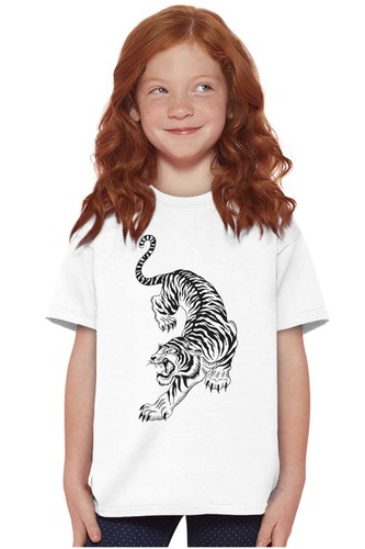Cool Urban Streetwear Japanese Tiger Tattoo Youth Crewneck T Shirts Boy or Girl - Picture 3 of 7