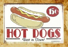 Hot Dogs best in town tin metal sign decorative items for bedroom