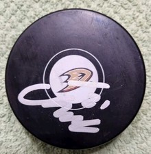 ISAC LUNDESTROM Signed Autographed ANAHEIM DUCKS Logo Puck