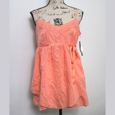 Vintage Y2K John Paul Richard Women Size M Beaded Babydoll Cami Top Boho NEW