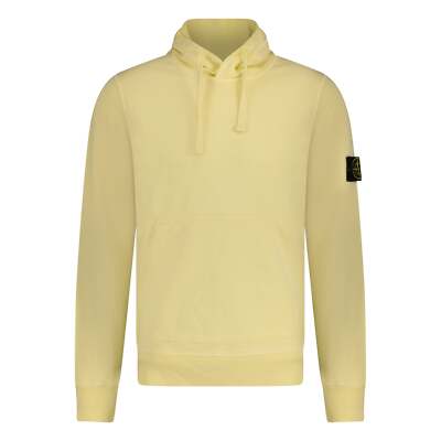 Stone Island Badge Hooded Sweatshirt Light Yellow