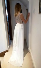 Women's white evening / ball dress, NEW, with train, size 6