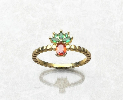 925 Sterling Silver PineApple Citrine Oval Cz Ring sz 7,8,9