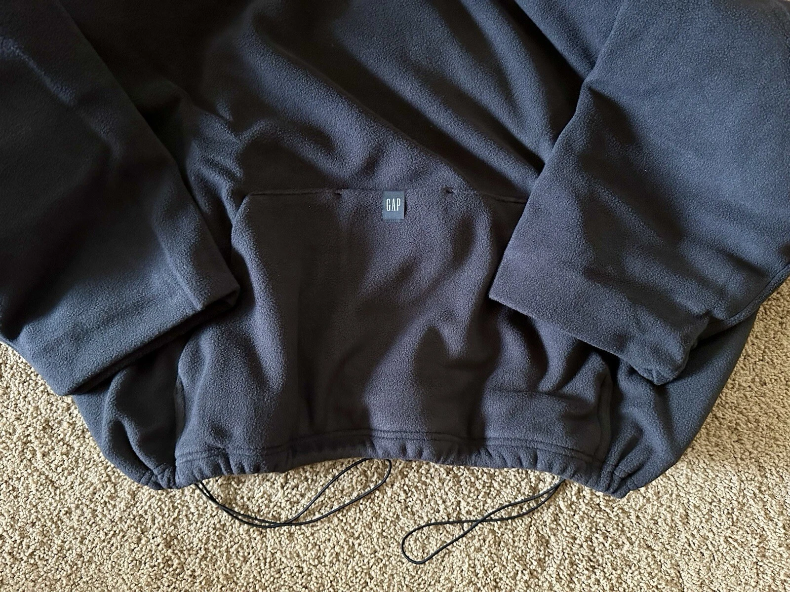 Felpa con cappuccio taglia S Yeezy Gap Balenciaga oversize pile polare nera doppio strato nuova