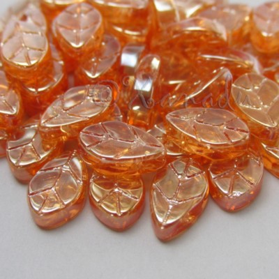 Glass Leaf Beads 11mm Wholesale Champagne Luster Leaves G3306 - 20, 50 Or 100PCs