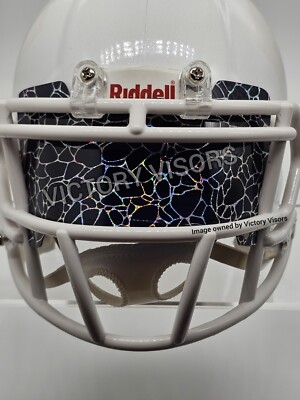 Holographic Lightning Mini Football Helmet Visor *FLAT STYLE* Cracked Chrome