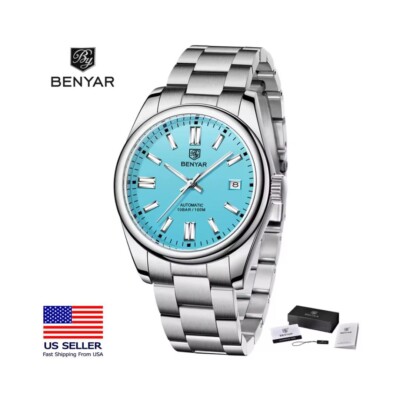 BENYAR BY-5185M  Men Automatic Watch 39mm  Sky Blue  Oyster