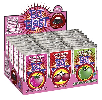 Bj Blast Oral Sex Candy Strawberry, Cherry & Green Apple Assorted Flavors, New