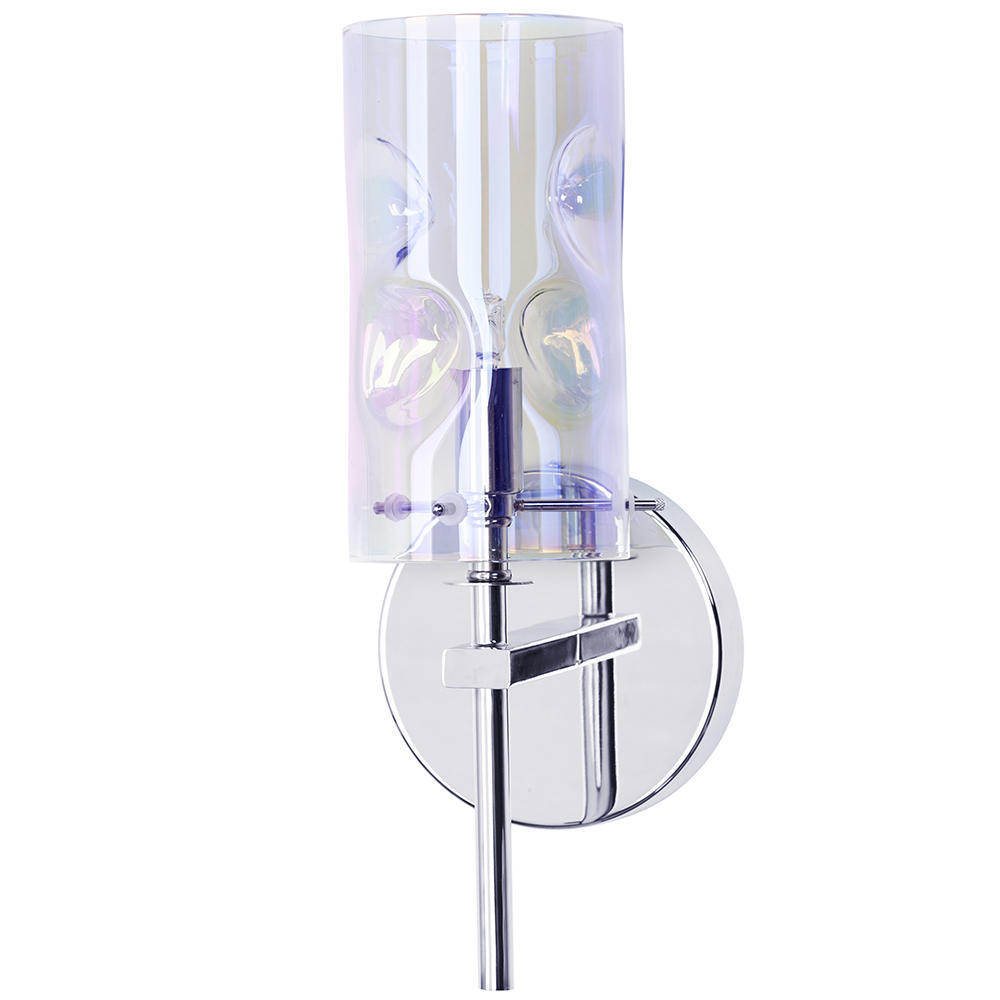 Visconte Monet Wall Light 1 Arm With Petroleum Tint Glass Shade- Polished Chrome