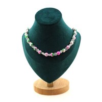 Halskette Perlen Mondstein Aus Indien + Jaspis Rosa GrüN 8 Mm Kette Halskette F