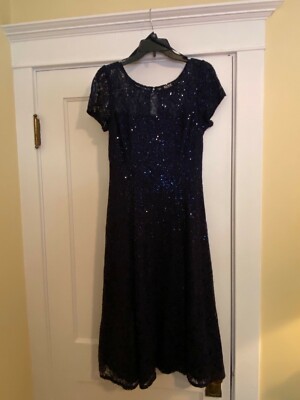 Woman's blue sequined lace midi dress from Macy's, Size 10, excellent  condition | eBay