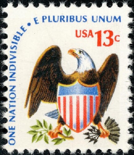 1975 13c Eagle & Shield, One Nation Indivisible Scott 1 1975 13c Eagle & Shield, One Nation Indivisible Scott 1