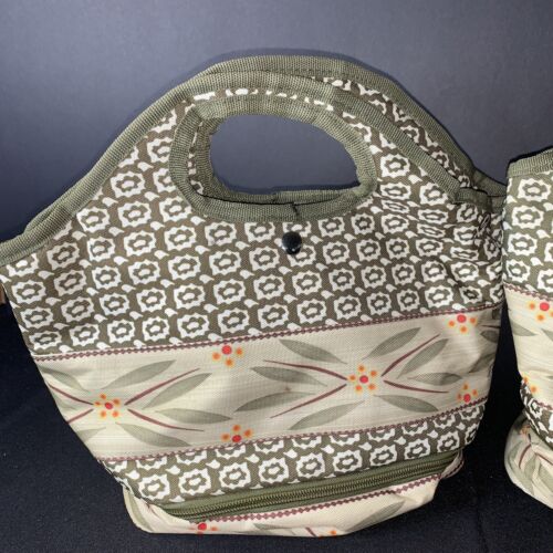 Temp-tations Insulated Lunch Totes Old World Green Yellow W 2Baking Dishes 1Tray - Picture 3 of 19