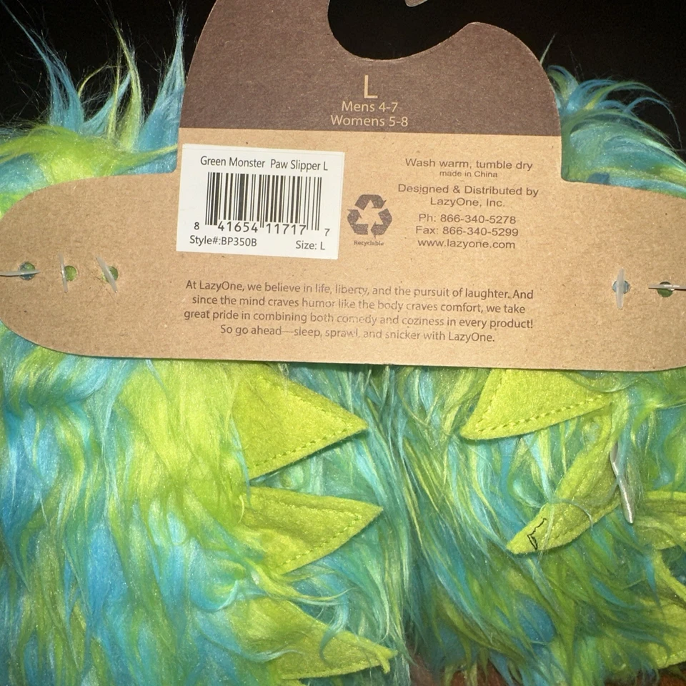 New Lazy One Green Monster Claw Slippers - for Men & Women Size Large - Image 3 of 4