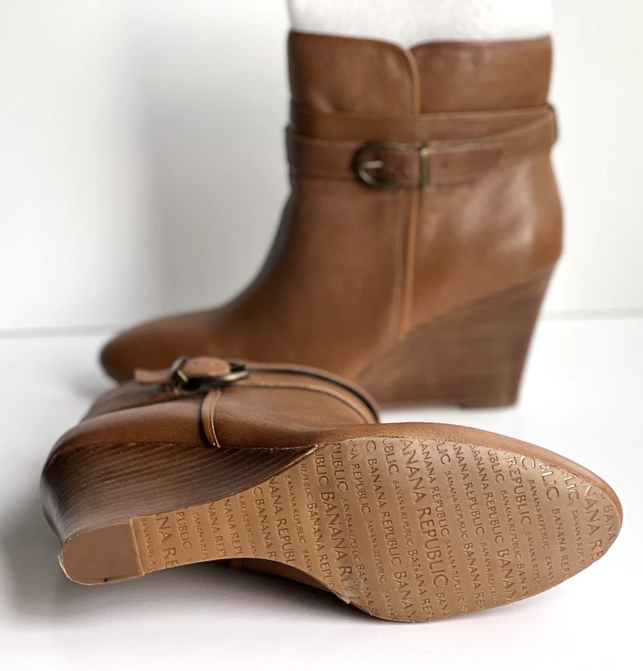 Botín de cuña para mujer Banana Republic Taylor Toffee/cuero marrón EE. UU. 9 Foto 4 de 4