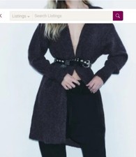 NWT Zara Long Cozy Knit Cardigan Blue Indigo 9598/202 XS-S