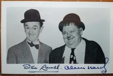 Stan Laurel Oliver Hardy 2x Autographed Postcard '40s-From Oliver Hardy Estate