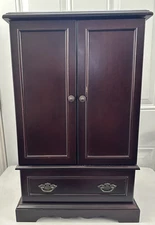 Vintage 2001 Bombay Company Mahogany Wood Jewelry Highboy Armoire Chest Box 21"