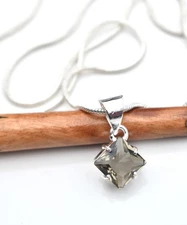 Smoky Quartz Necklace  7.8 Inches | Genuine Natural Gemstone Silver Jewelry "