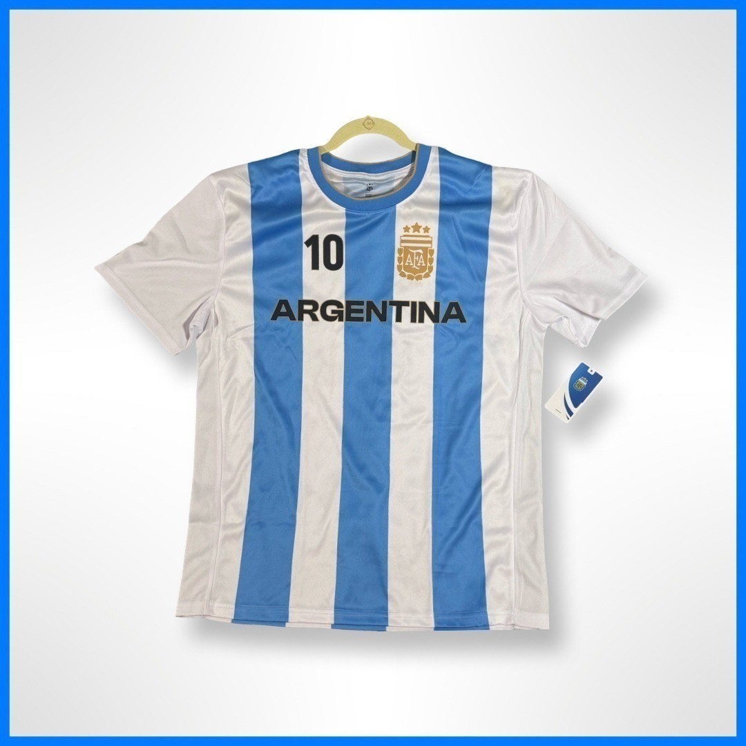 Argentina Messi 10 Soccer Jersey Mens XL Blue White Striped Official AFA Shirt