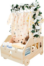 Cesto per Neonati in Legno, Regalo Con Manico, per Baby Shower, Biancheria per N