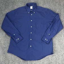Brooks Brothers Regent Shirt Mens Large Blue Geometric Print Button Down Cotton