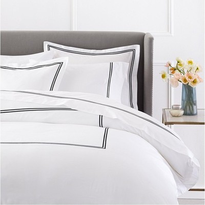 Luxury Soft Brushed 400-Thread-Count Egyptian Cotton Embroidered Duvet Cover Set
