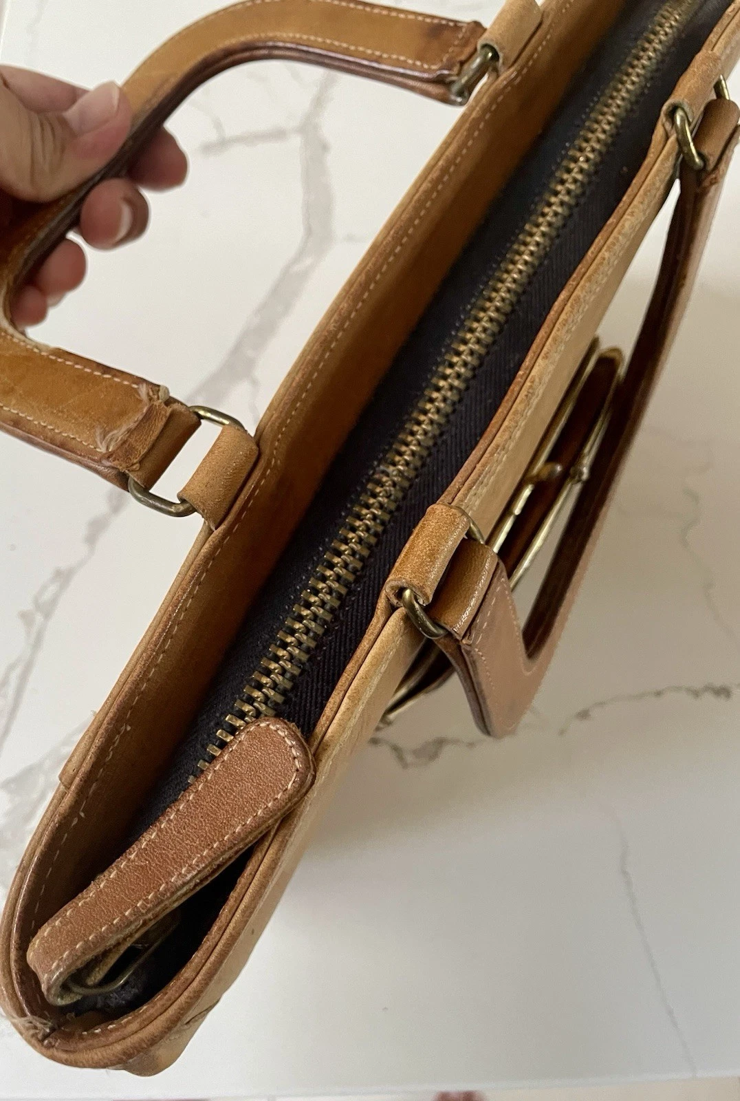 Borsa Coach Bonnie Cashin vintage anni 70 anguria pelle marrone con chiusura firmata