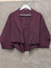 OSKA Jacket Womens UK 12 Purple Boiled Wool Cape Wool Lagenlook Shrug Bolero