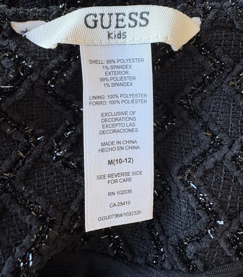 Vestido de cóctel Guess Kids negro brillante, talla niña mediana 10/12 Foto 3 de 4