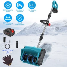 800W 21V 11In Cordless Snow Shovel Foldable Battery Powered Snow Thrower with Re