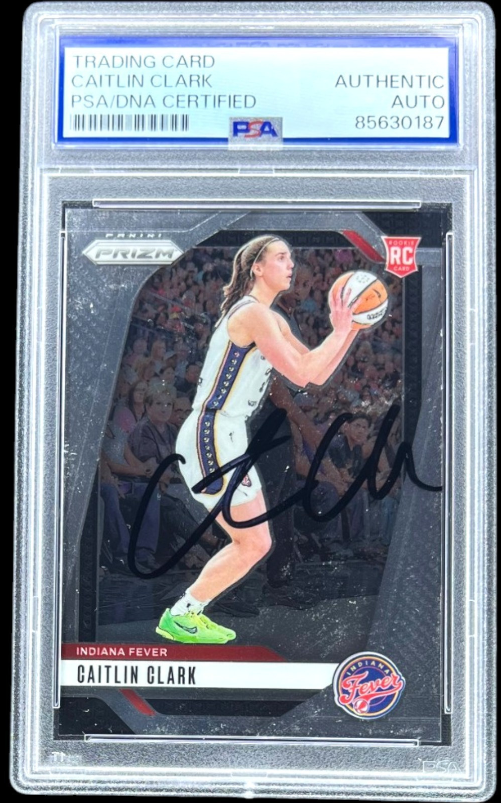 CAITLIN CLARK SIGNED 2024 PANINI PRIZM WNBA #22 ROOKIE CARD FEVER RC PSA AUTO