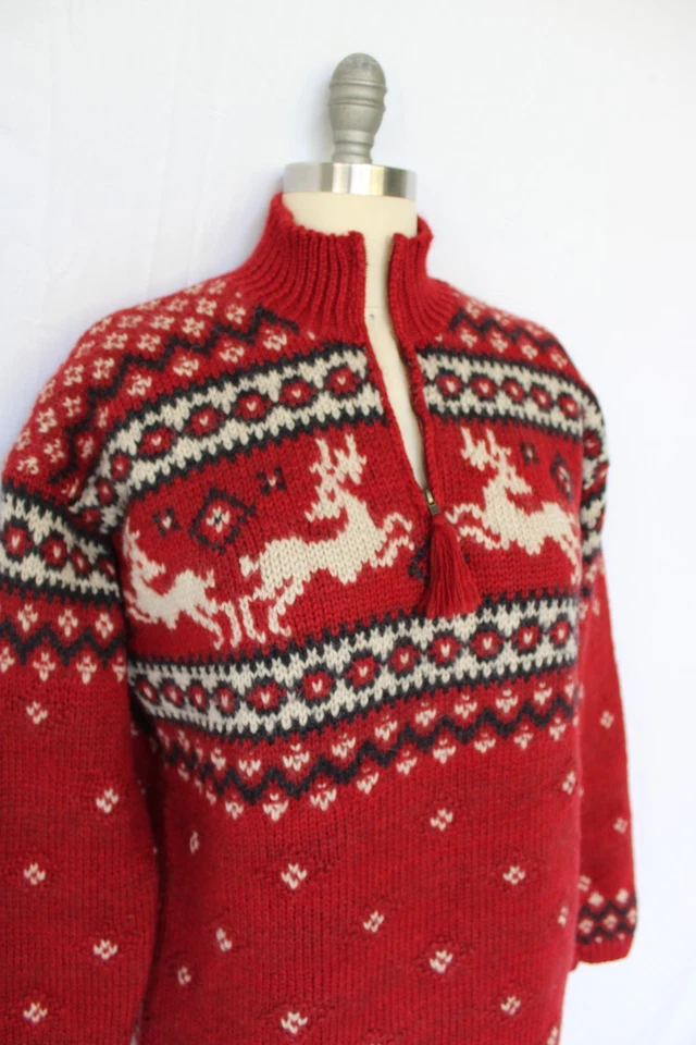 Suéter de lana vaquichan azteca Ralph Lauren vintage tejido a mano reno Fair Isles Foto 3 de 4