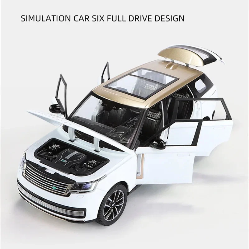 1/24 Land Range Rover SUV Alloy Car Model Diecast Off-road Vehicle Sound Light - Image 3 of 4