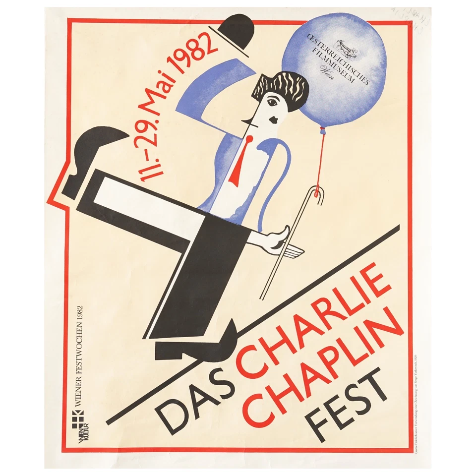 orig. Poster 1982: Charlie CHAPLIN Fest, Wiener Festwochen / Filmmuseum; 84x60cm - Bild 2 von 4