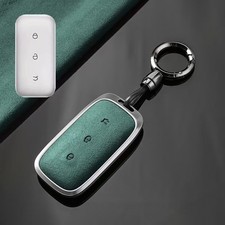 Zinc Alloy+Leather Car Remote Key Fob Cover With Kering For Geely EX5 Green