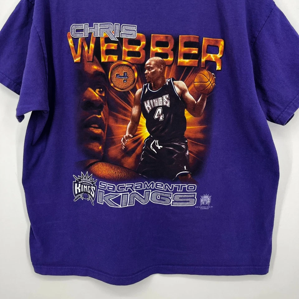 Camiseta de baloncesto Chris Webber Sacramento Kings adulto XL púrpura de colección Y2K Delta Foto 3 de 4