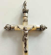 Pendentif Croix En Argent 925 Avec Nacre - Modèle Ancien Et élégant