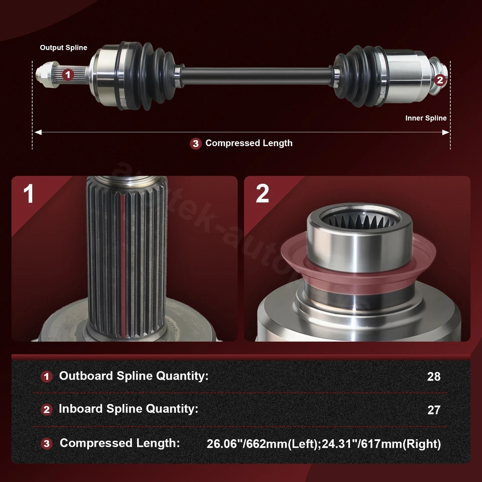 Eje delantero izquierdo y derecho CV para Honda CR-V 2002 2003 2004 2005 2006 Foto 3 de 4