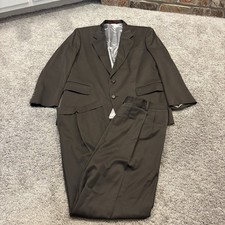 Jos A Bank 42R 34x30 Brown 2pc Suit Executive Collection Pleated Cuffed Wool