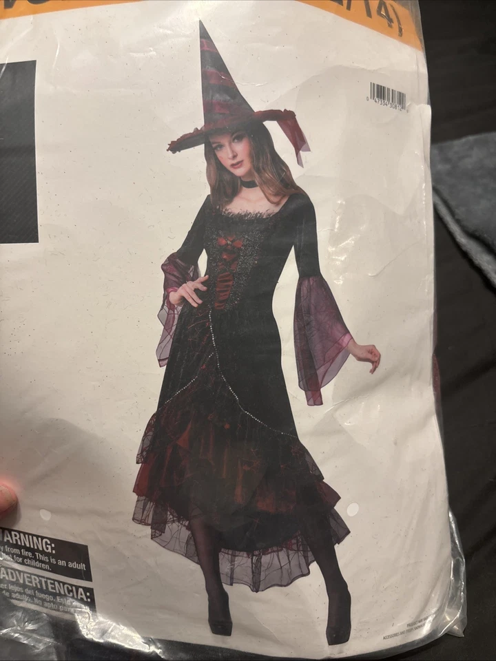 Luxury Witch Halloween Costume for Adults, Maroon , Black Womens Size L - Image 3 of 3