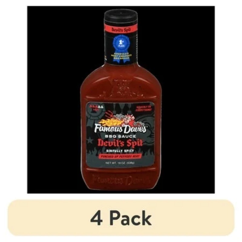 (4 pack) Famous Dave's Devil's Spit BBQ Sauce, 19 oz