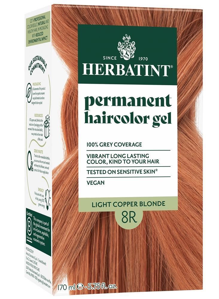 Herbatint Light Copper Blonde Ammonia Free hair Colour 8R 170ml - 2 Pack
