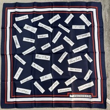 Vintage 20" US President Signatures Scarf Patriotic Americana Red White Blue