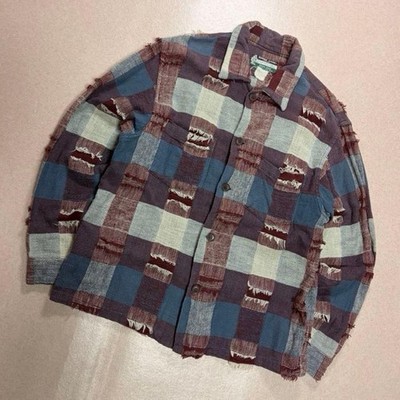 Sugar Cane Cotton Check Patchwork Shirt Brown Large Mens Made In Japan