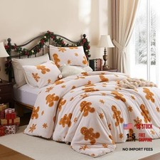 Christmas Full Size Comforter Sets, 3 Pieces Full- 79"x90" White-gingerbread