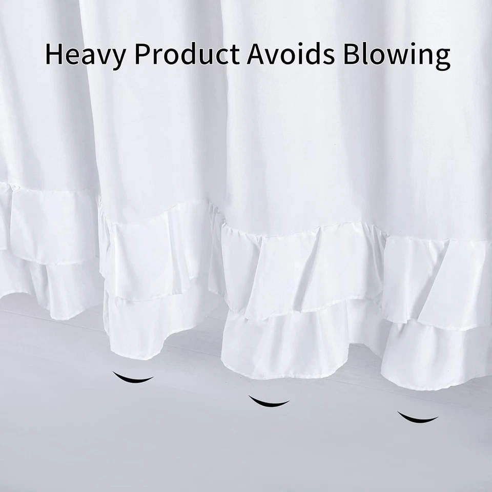 Gorgeous Fabric Rosette Shower Curtain Elegant White Ruched Clean Anthropologie - Image 3 of 4