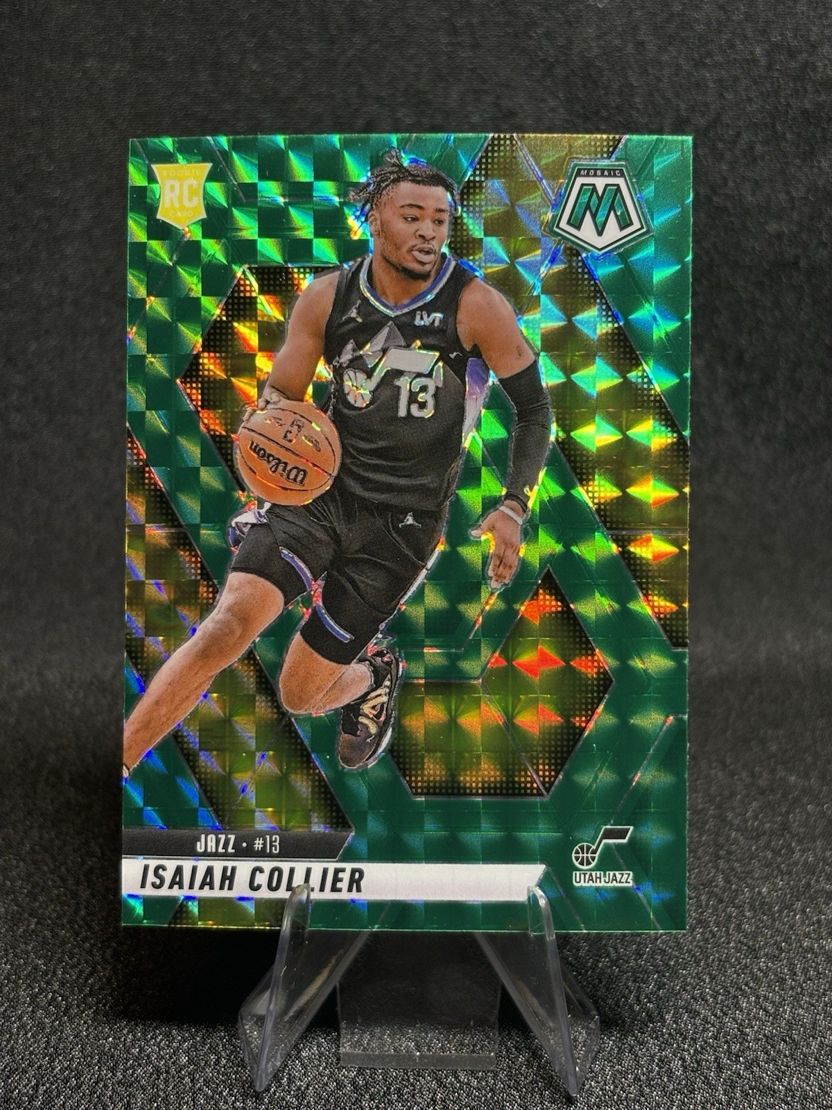 2024 Panini Mosaic #222 Isaiah Collier Green Mosaic Prizm (RC)
