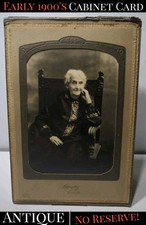   ANTIQUE  1900's Real Photo Cabinet Card Of Old Lady Sitting In A Chair