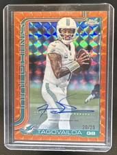 2025 Topps Chrome Tua Tagovailoa Auto Orange Geometric Refractor #/25 Dolphins